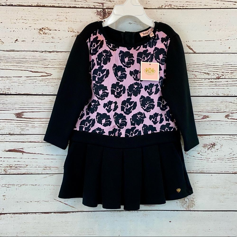 Juicy Couture Pink Hydrangea Print Primrose Dress Girls XS 2-3 years